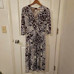 Ashli Couture Sexy Faux Animal Print Wrap Dress Half Sleeve Sz Small Stretch